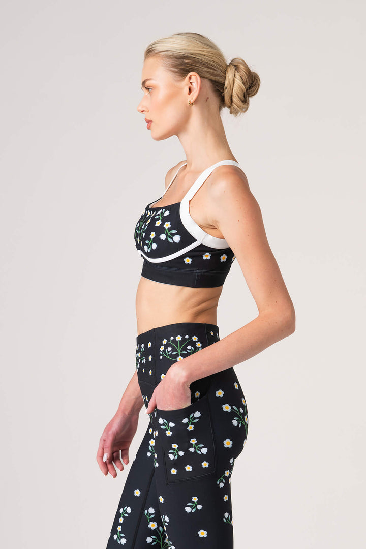 Day/Night Garden Reversible Racerback Sports Bra