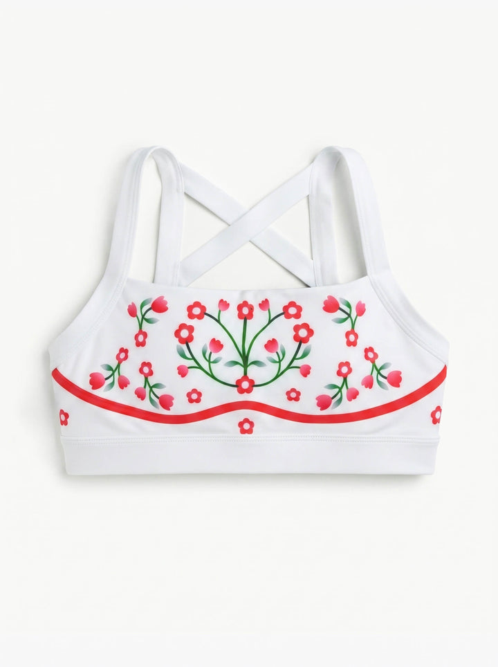 Day/Night Garden Reversible Racerback Sports Bra