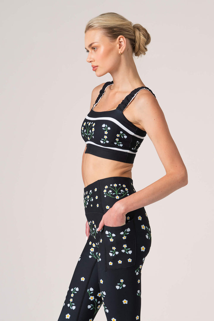 Day/Night Garden Reversible Ruched Sports Crop Top