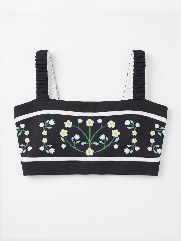 Day/Night Garden Reversible Ruched Sports Crop Top