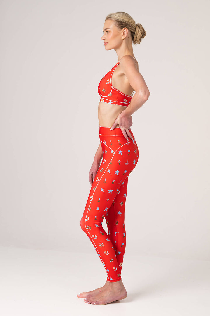 Red Tides High-Waisted  Legging