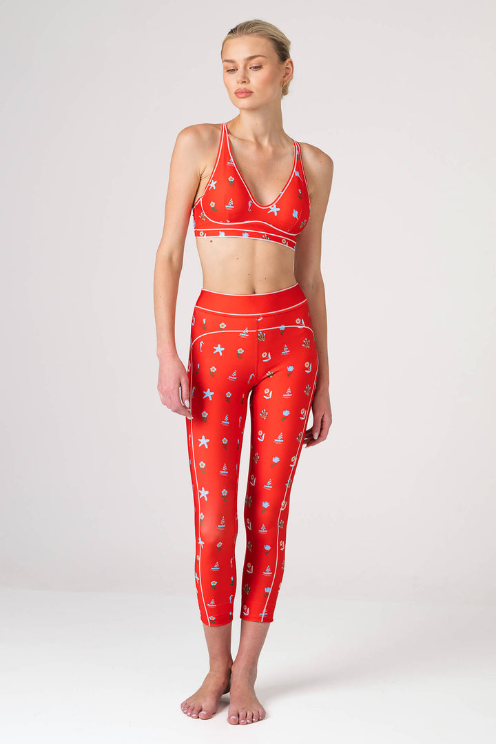 Red Tides High-Waisted 7/8 Legging