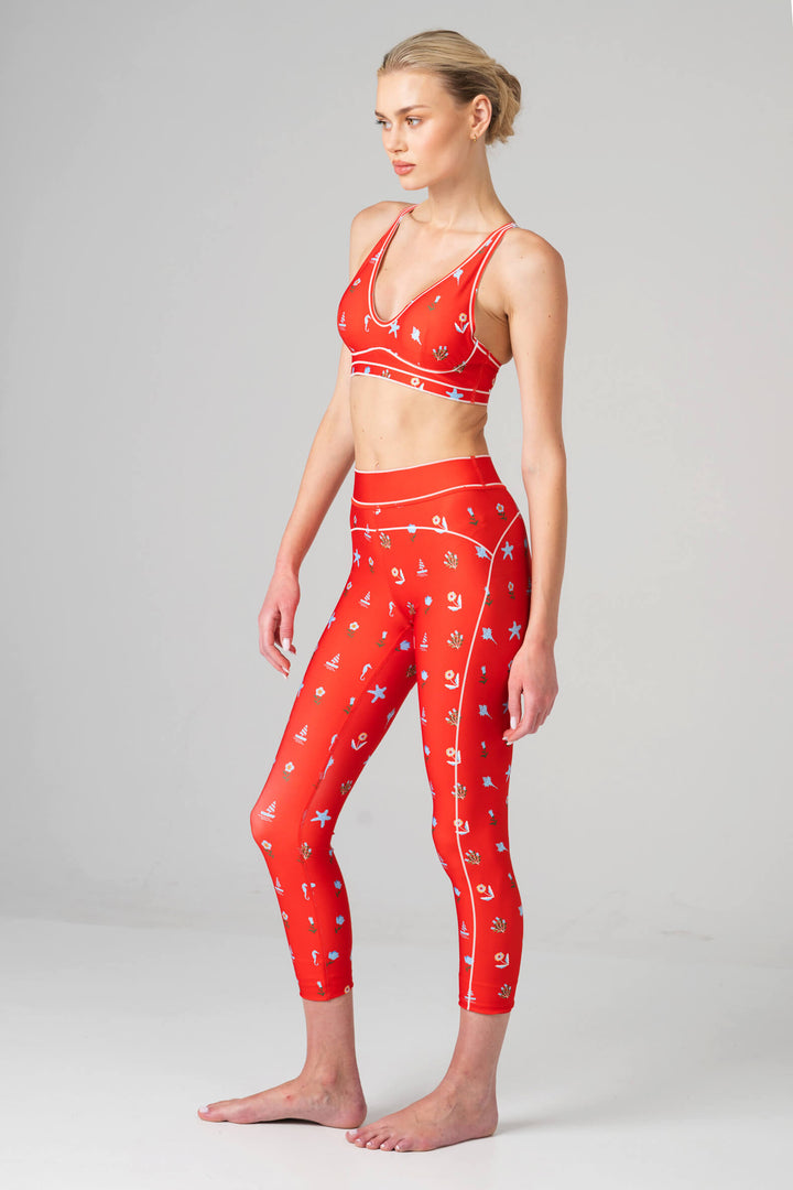 Red Tides High-Waisted 7/8 Legging
