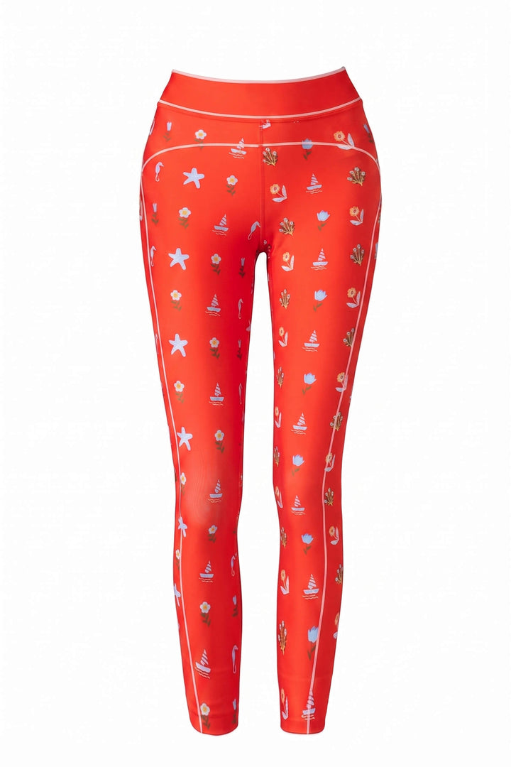 Red Tides High-Waisted  Legging
