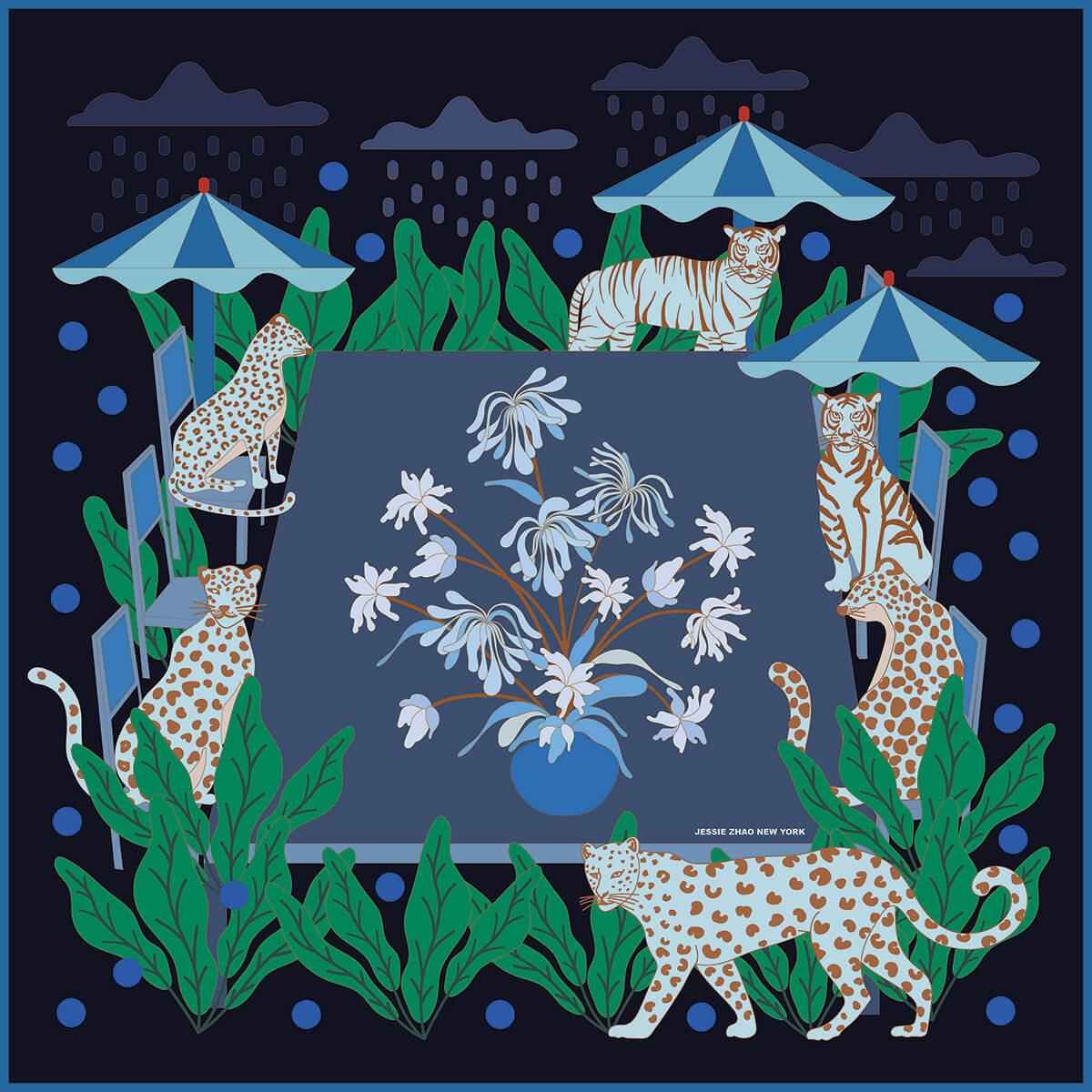 Double Sided Wool Silk Scarf Of Night Banquet