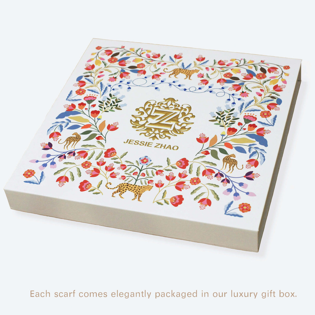 Double Sided Silk Scarf Floral Parade