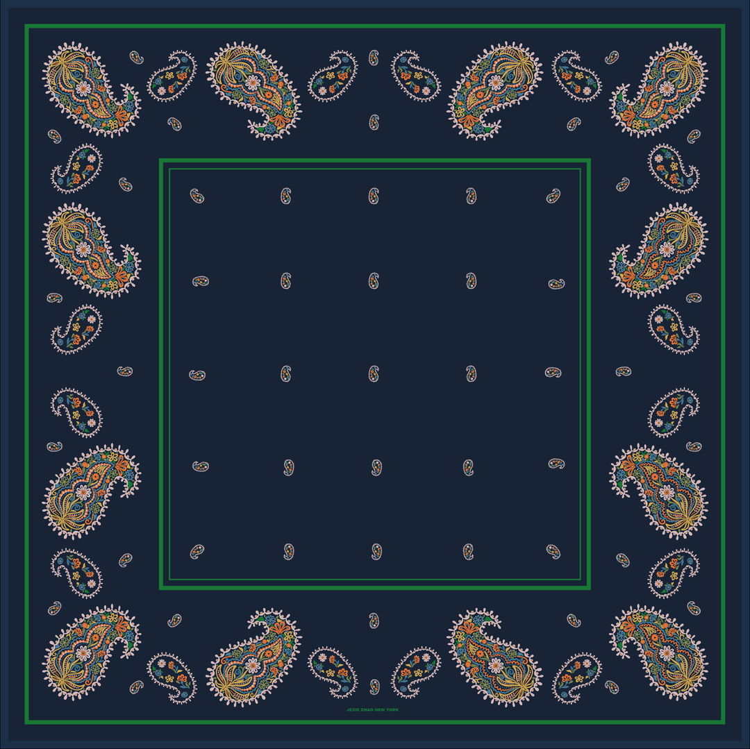 Paisley Nocturne Double Sided Silk Scarf