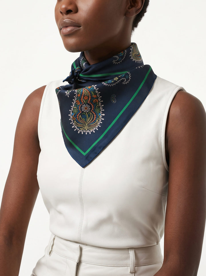Paisley Nocturne Double Sided Silk Scarf