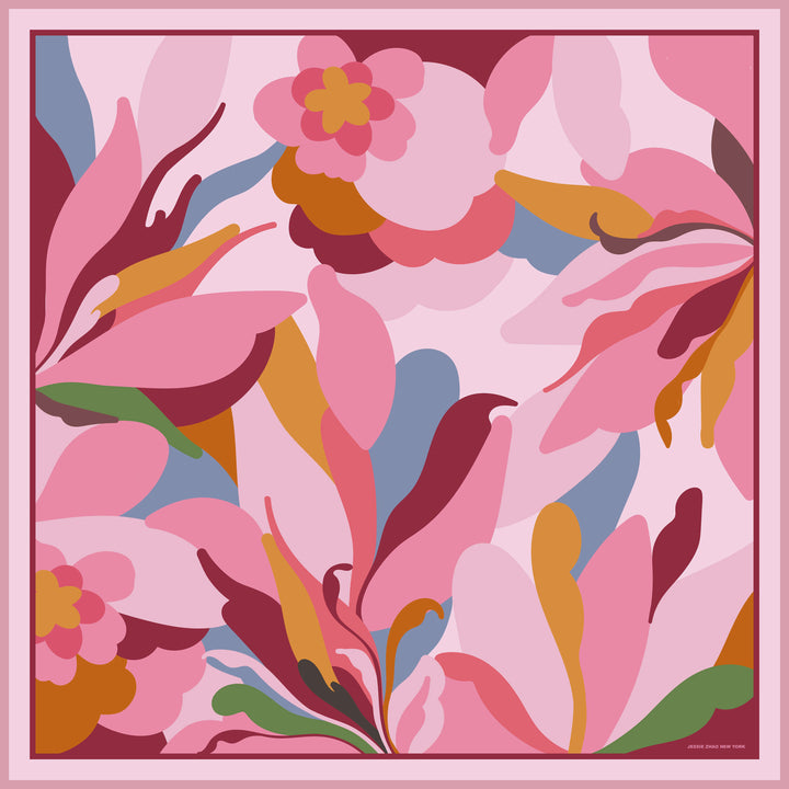 Petal Mirage Double Sided Silk Scarf
