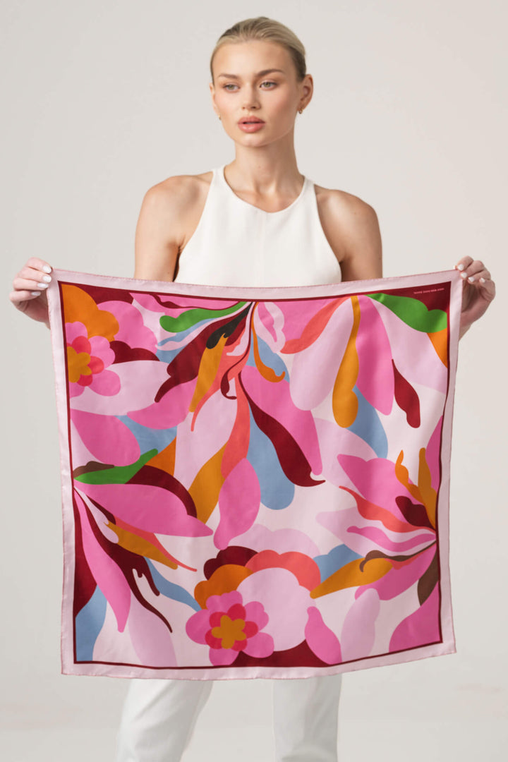 Petal Mirage Double Sided Silk Scarf