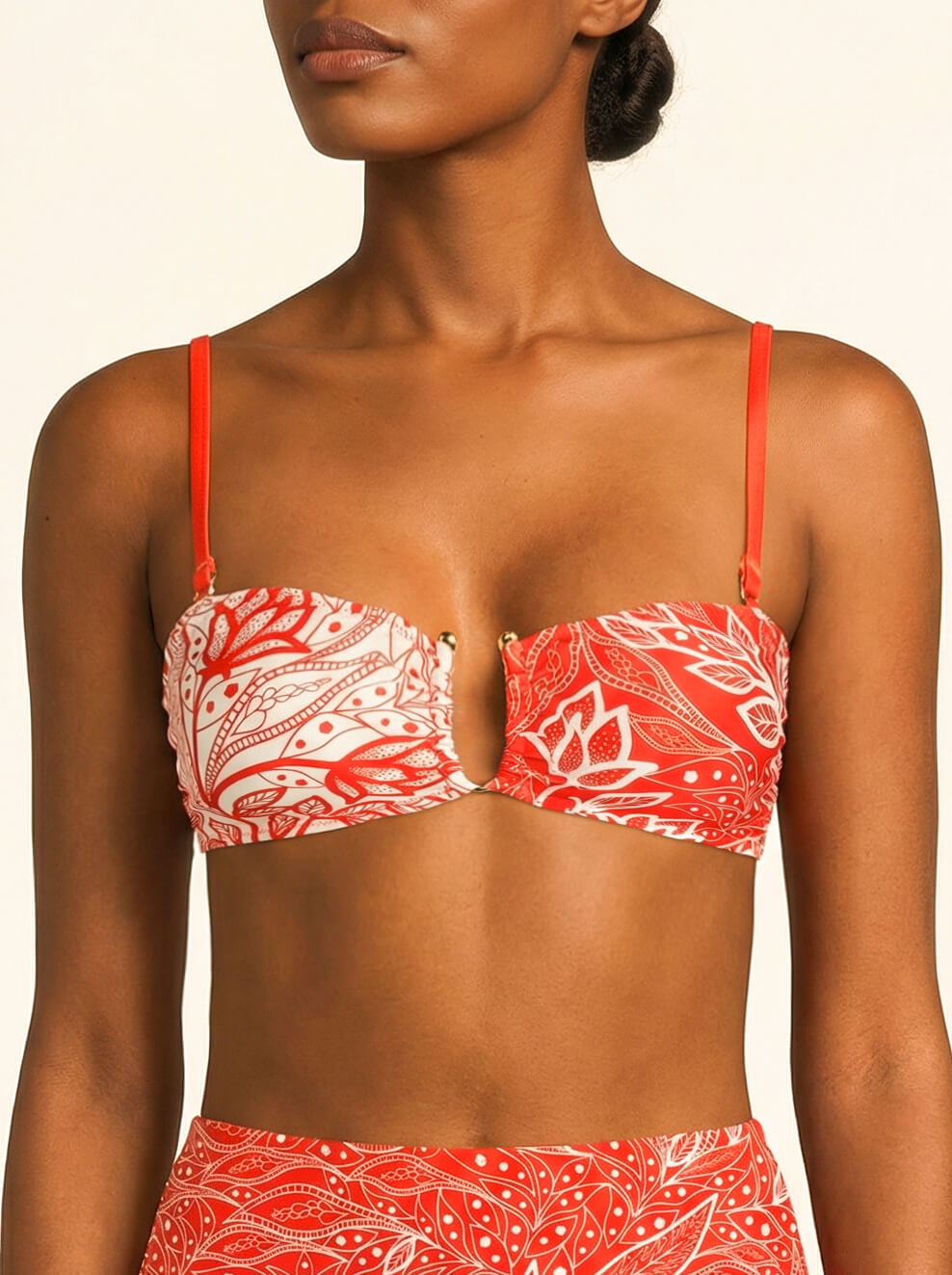 Scarlet Bloom Reversible Square Bandeau Top