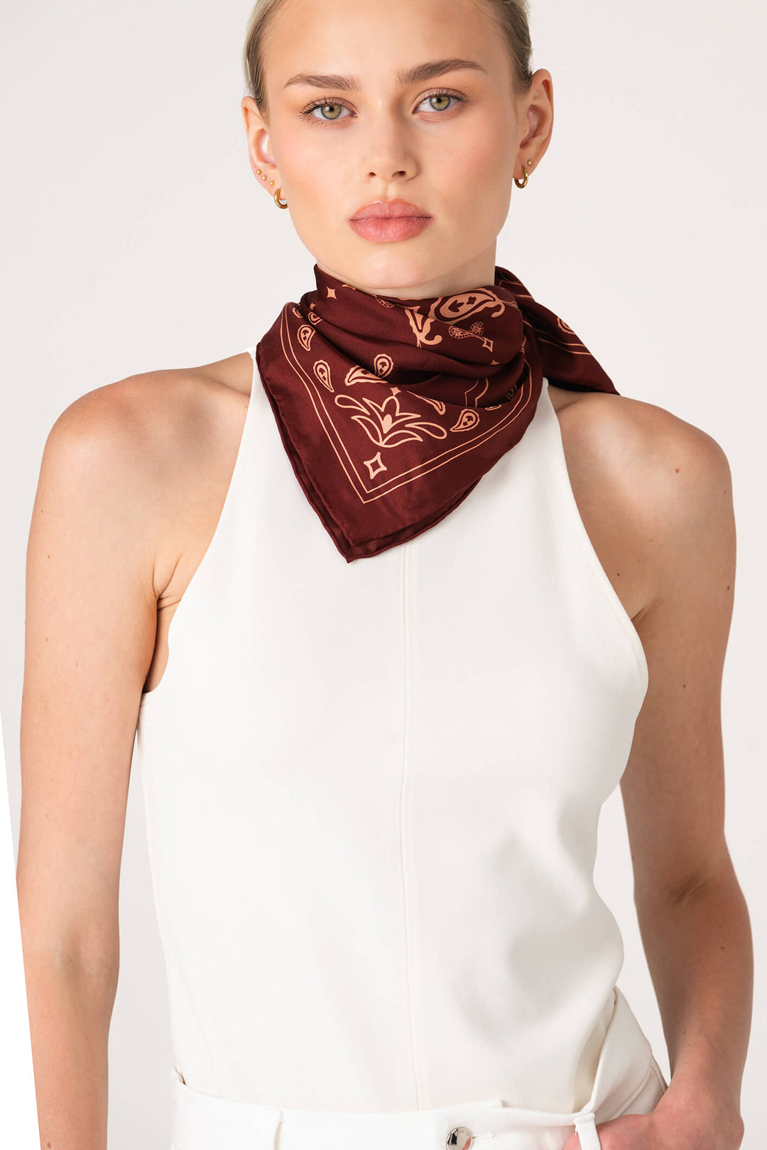 Scarlet Paisley Double Sided Silk Scarf