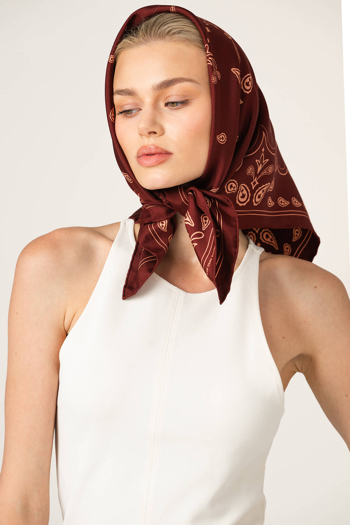 Scarlet Paisley Double Sided Silk Scarf