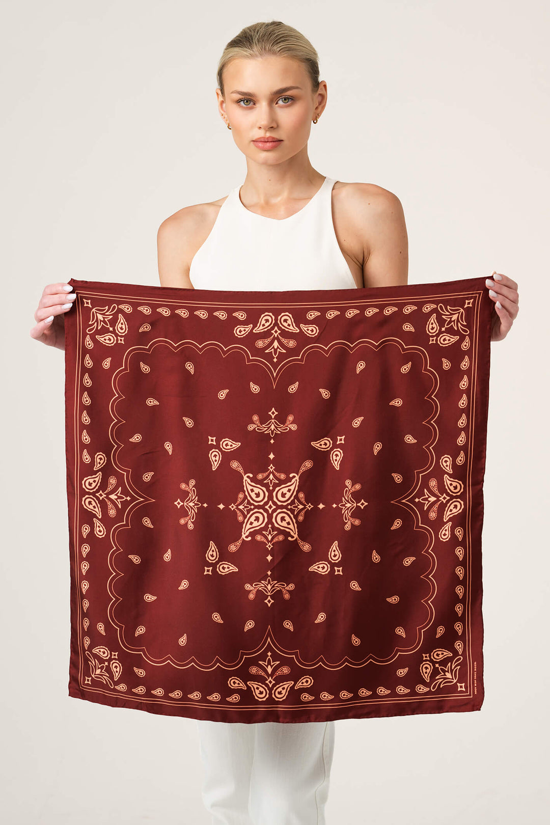 Scarlet Paisley Double Sided Silk Scarf