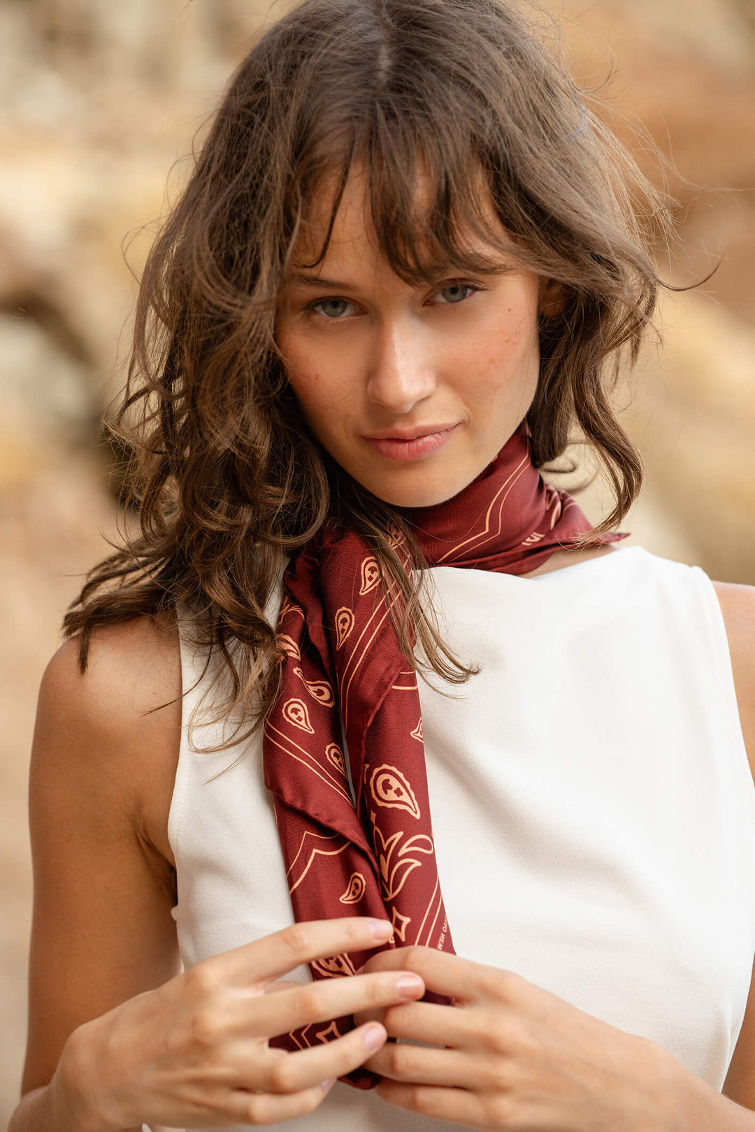 Scarlet Paisley Double Sided Silk Scarf