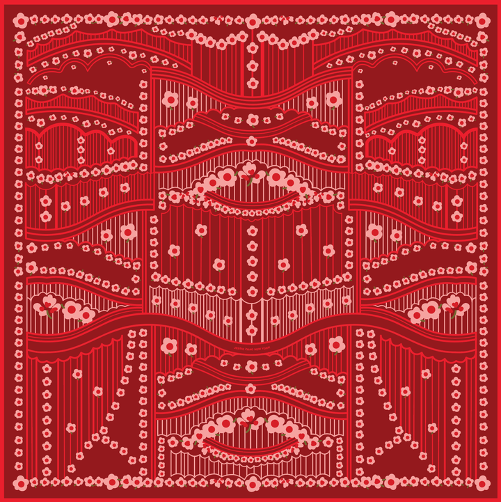 Scarlet Rhythm Double Sided Silk Scarf