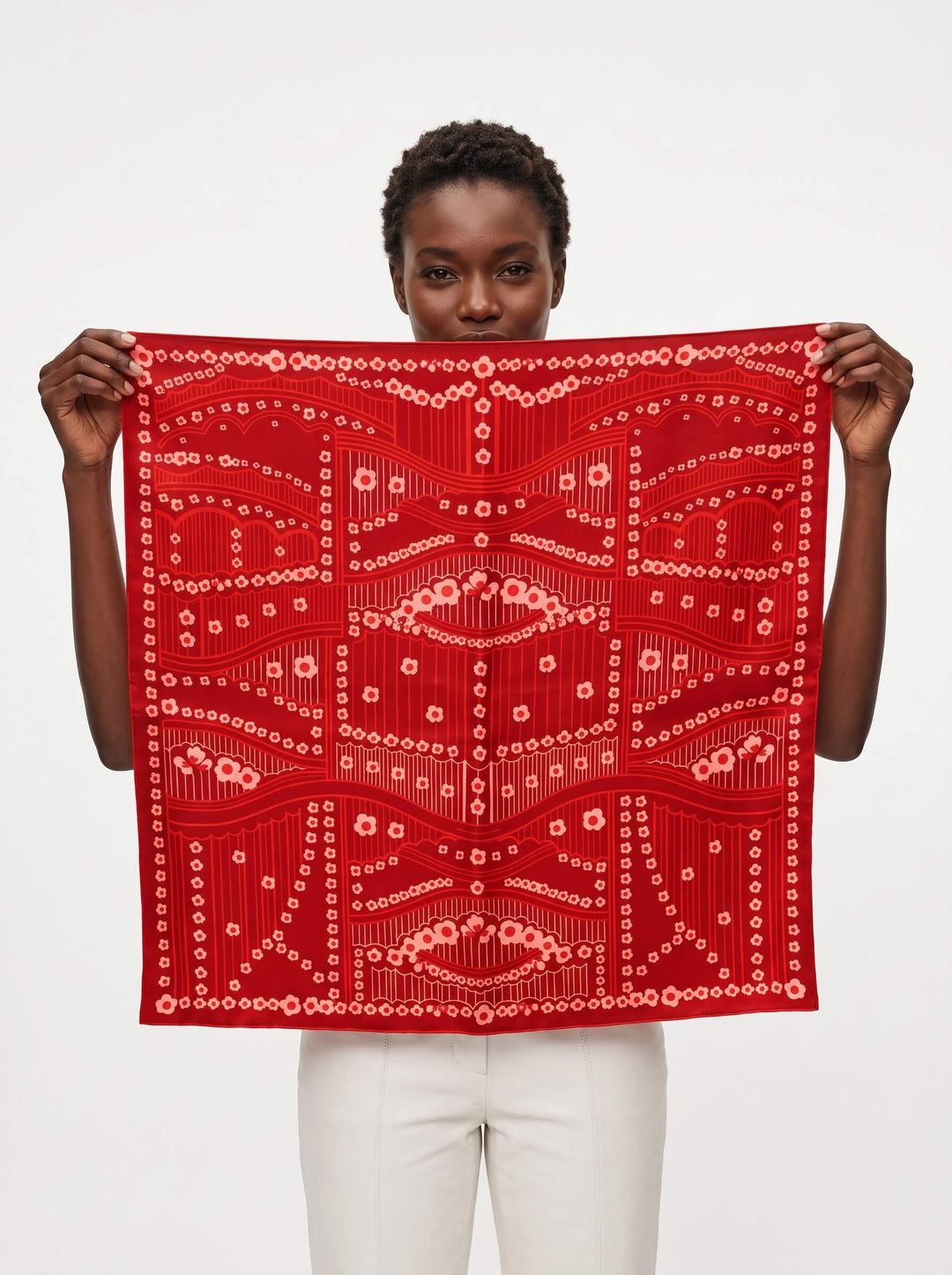 Scarlet Rhythm Double Sided Silk Scarf