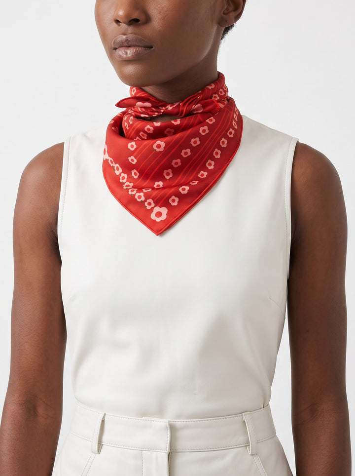 Scarlet Rhythm Double Sided Silk Scarf