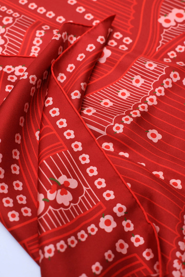 Scarlet Rhythm Double Sided Silk Scarf
