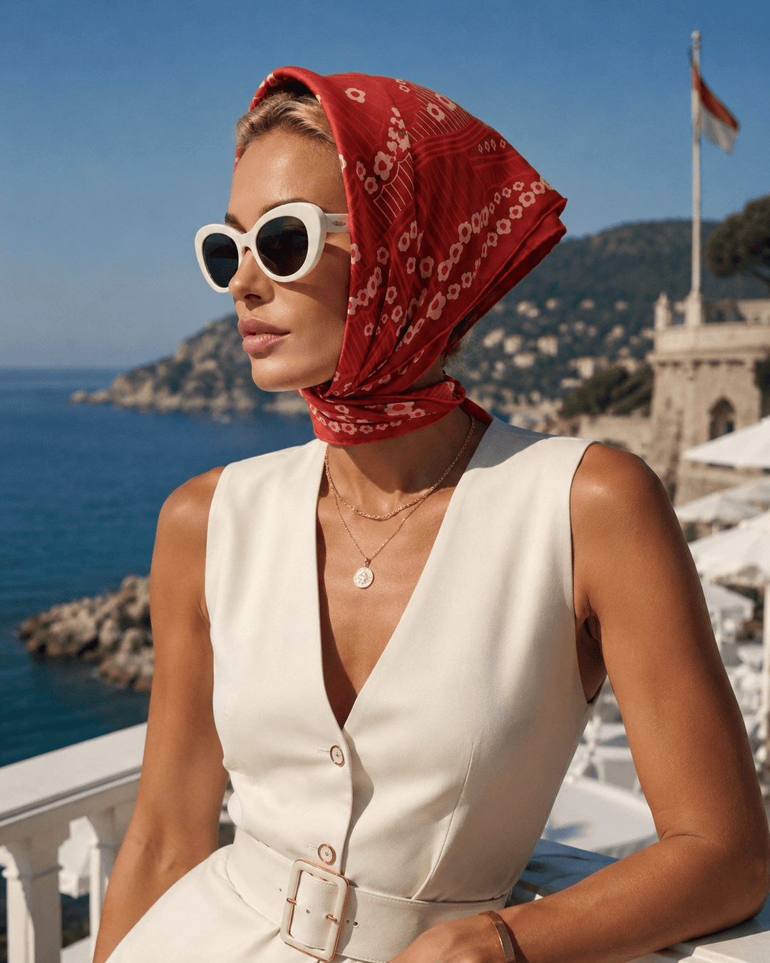 Scarlet Rhythm Double Sided Silk Scarf
