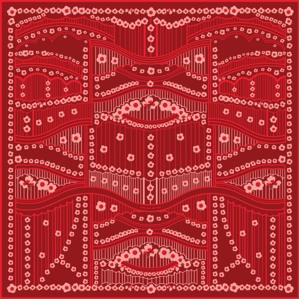 Scarlet Rhythm Double Sided Silk Scarf