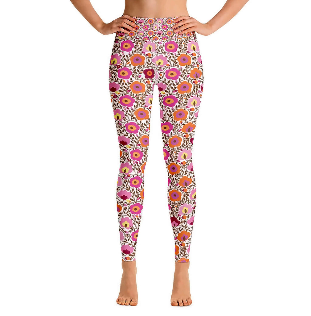 High Waist Yoga Leggings Land Flowers