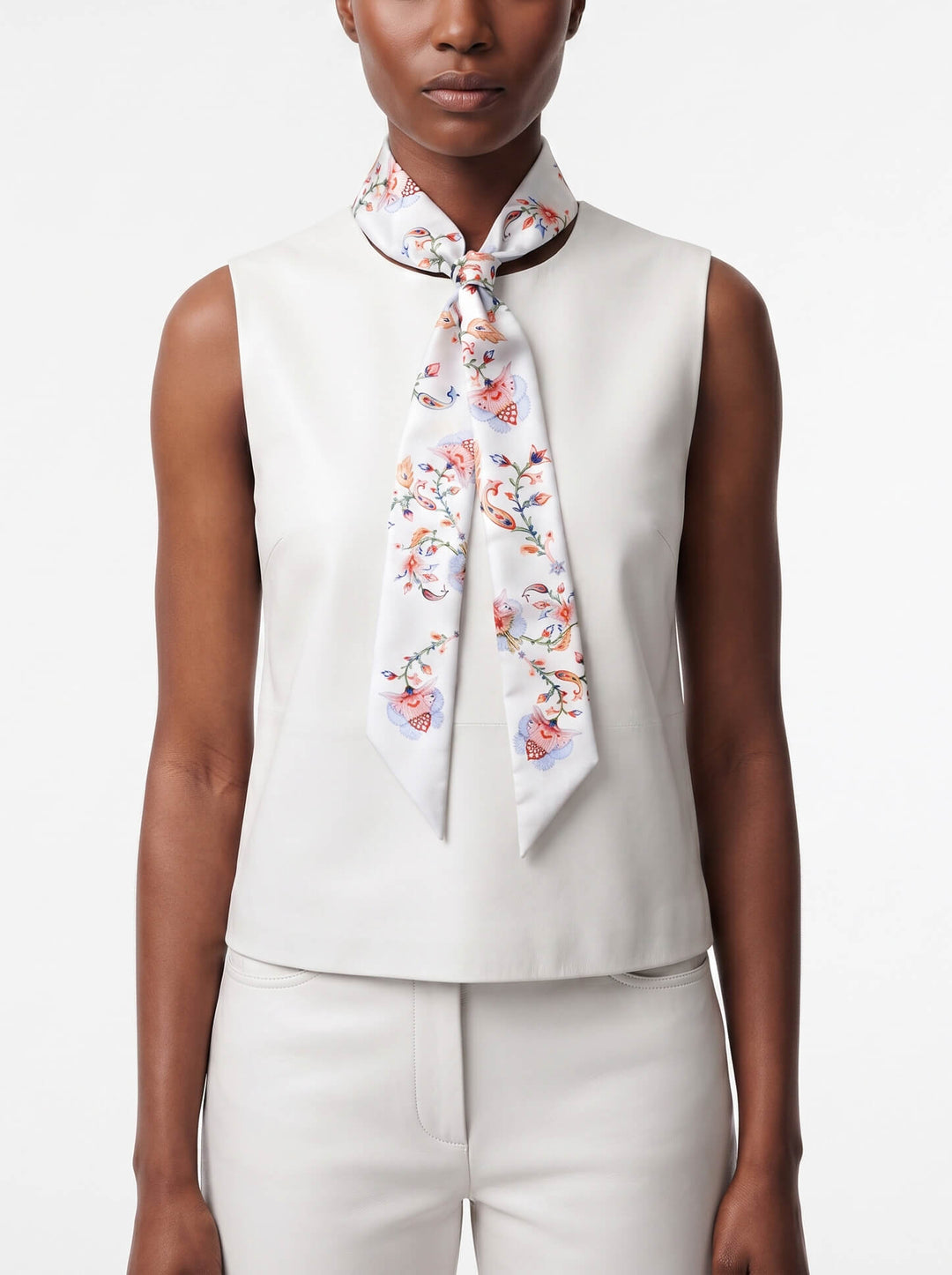Silk Skinny Scarf Dawn Garden