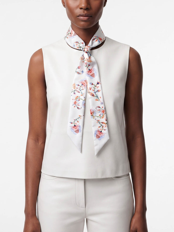 Silk Skinny Scarf Dawn Garden