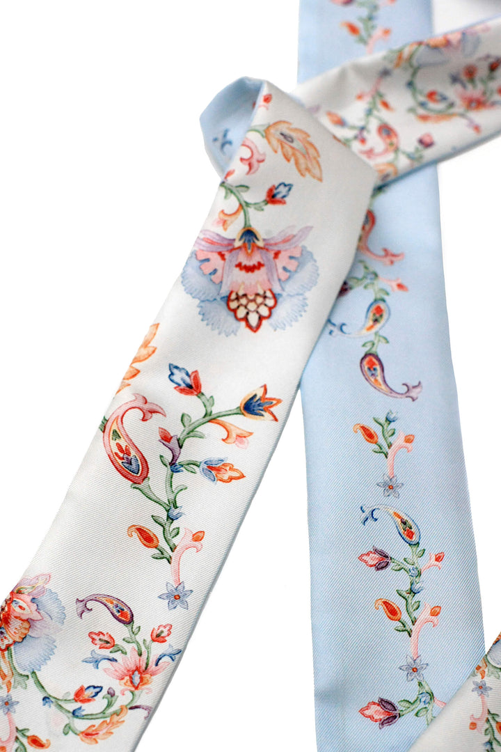 Silk Skinny Scarf Dawn Garden