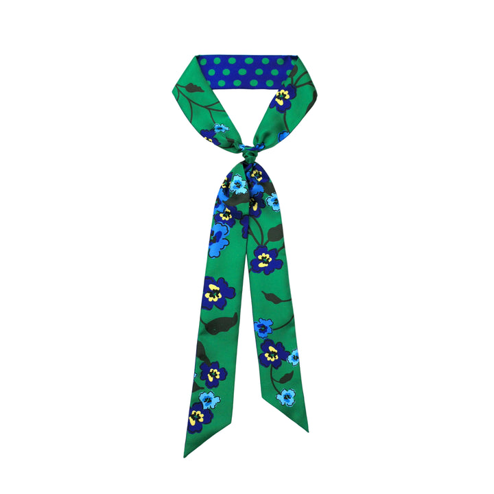 Silk Skinny Scarf Emerald Echo