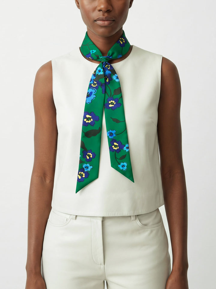 Silk Skinny Scarf Emerald Echo