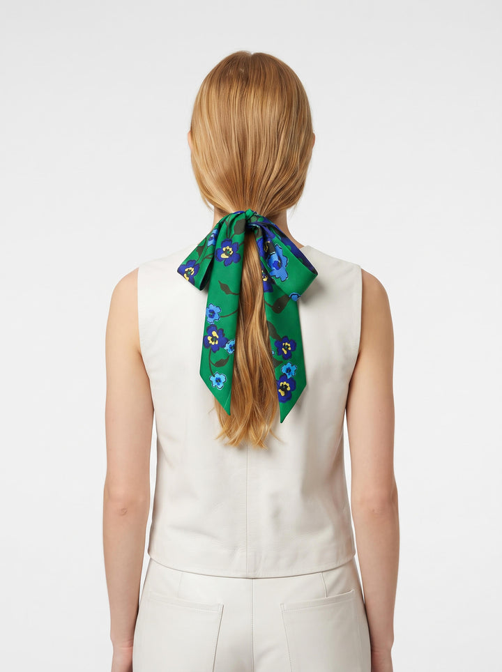 Silk Skinny Scarf Emerald Echo