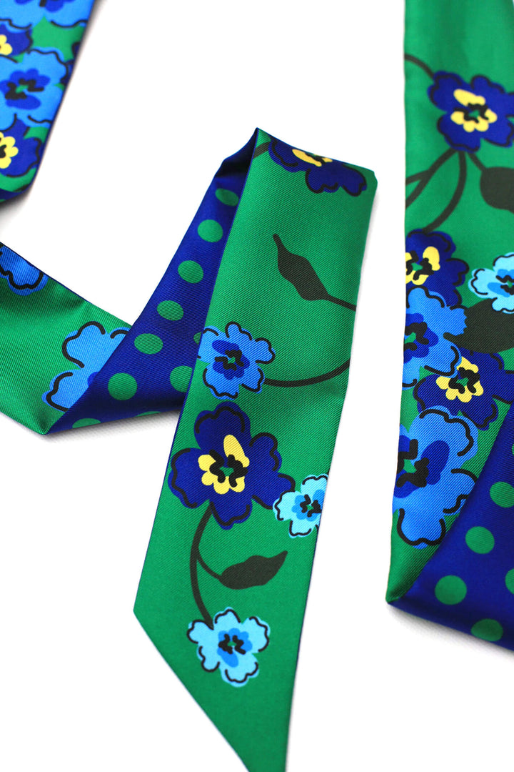 Silk Skinny Scarf Emerald Echo