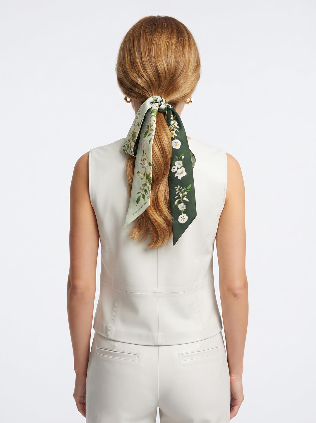 Silk Skinny Scarf Lily Garden