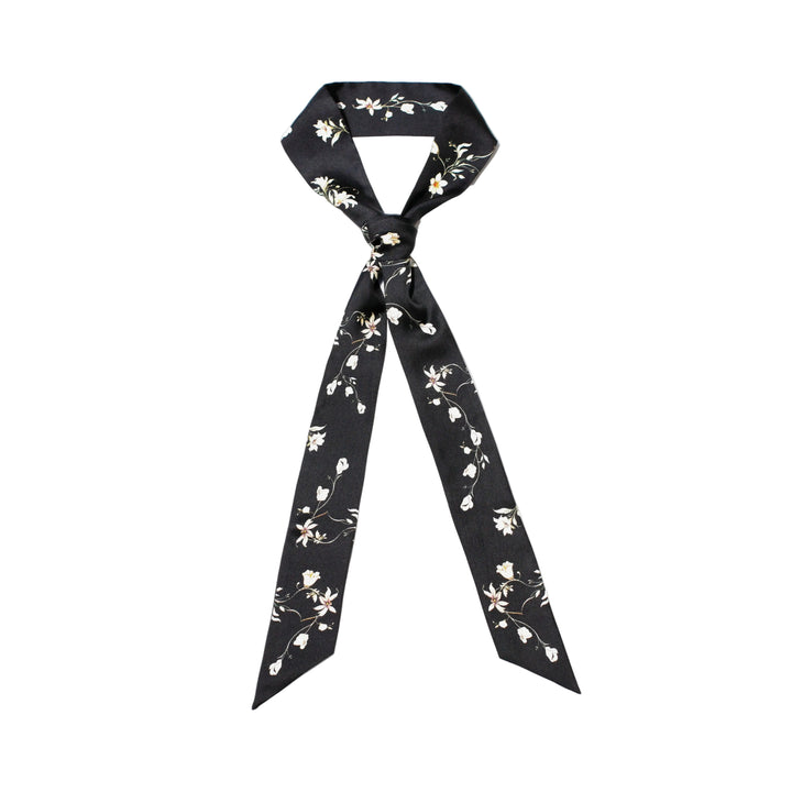 Silk Skinny Scarf Starlit Bloom