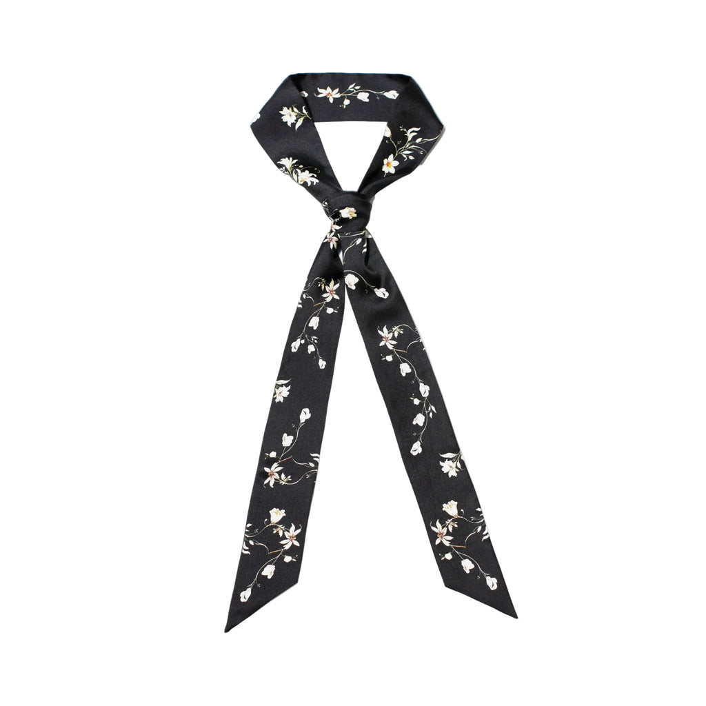 Silk Skinny Scarf Starlit Bloom