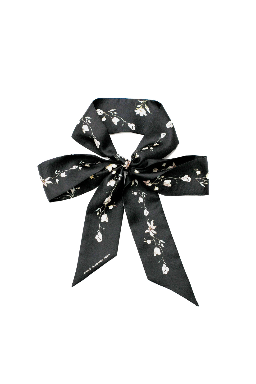 Silk Skinny Scarf Starlit Bloom