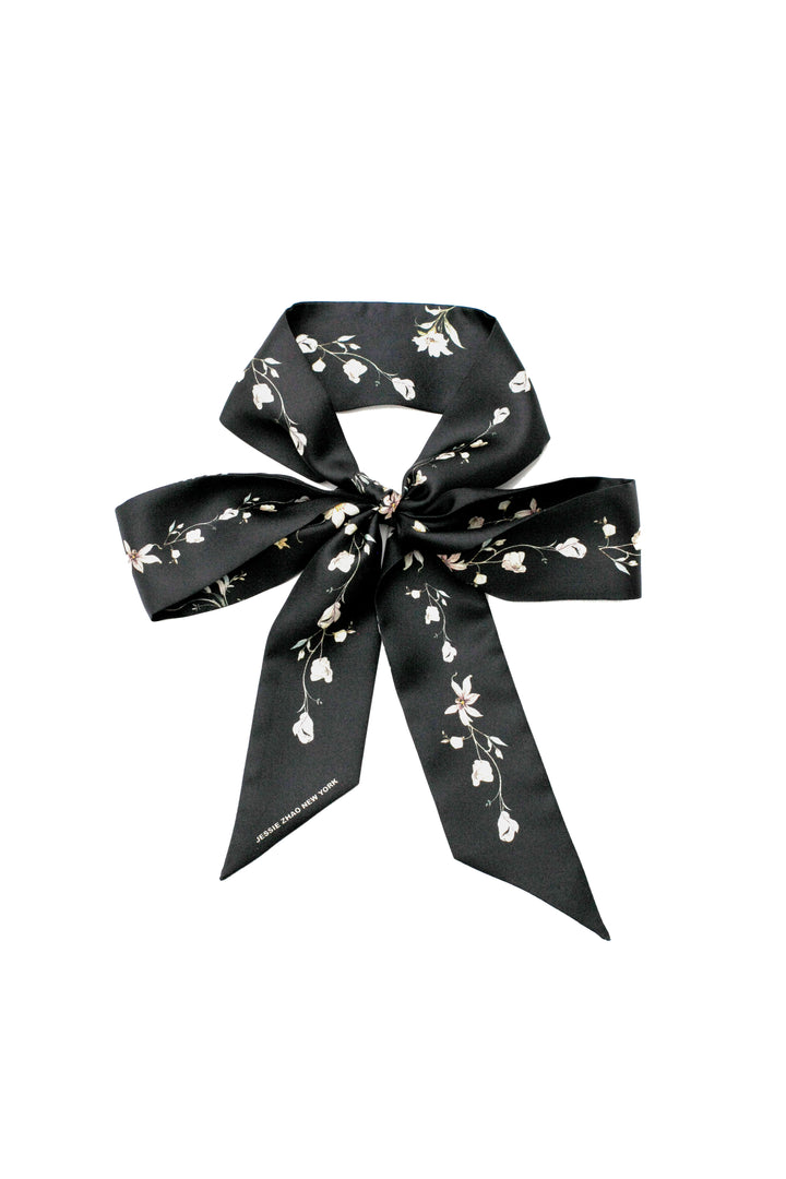 Silk Skinny Scarf Starlit Bloom