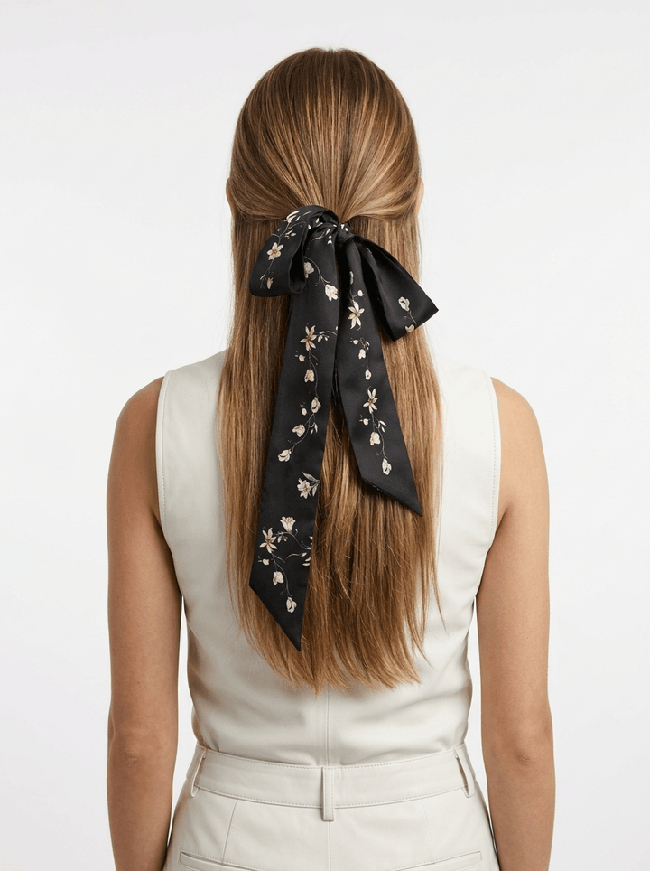Silk Skinny Scarf Starlit Bloom