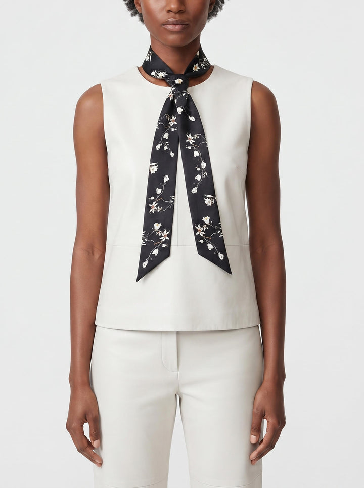 Silk Skinny Scarf Starlit Bloom
