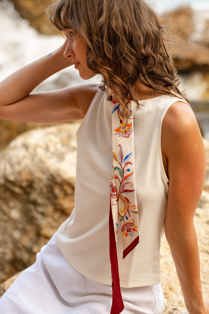 Silk Skinny Scarf Terra Paisley