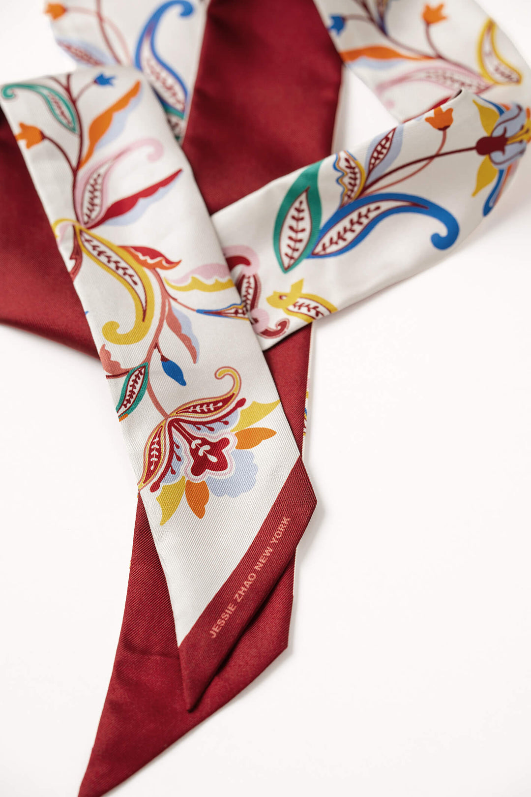 Silk Skinny Scarf Terra Paisley