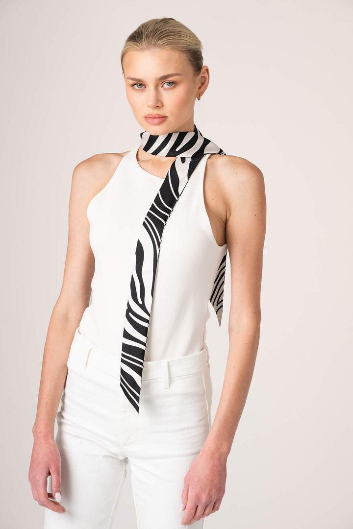 Silk Skinny Scarf Zebra Wave