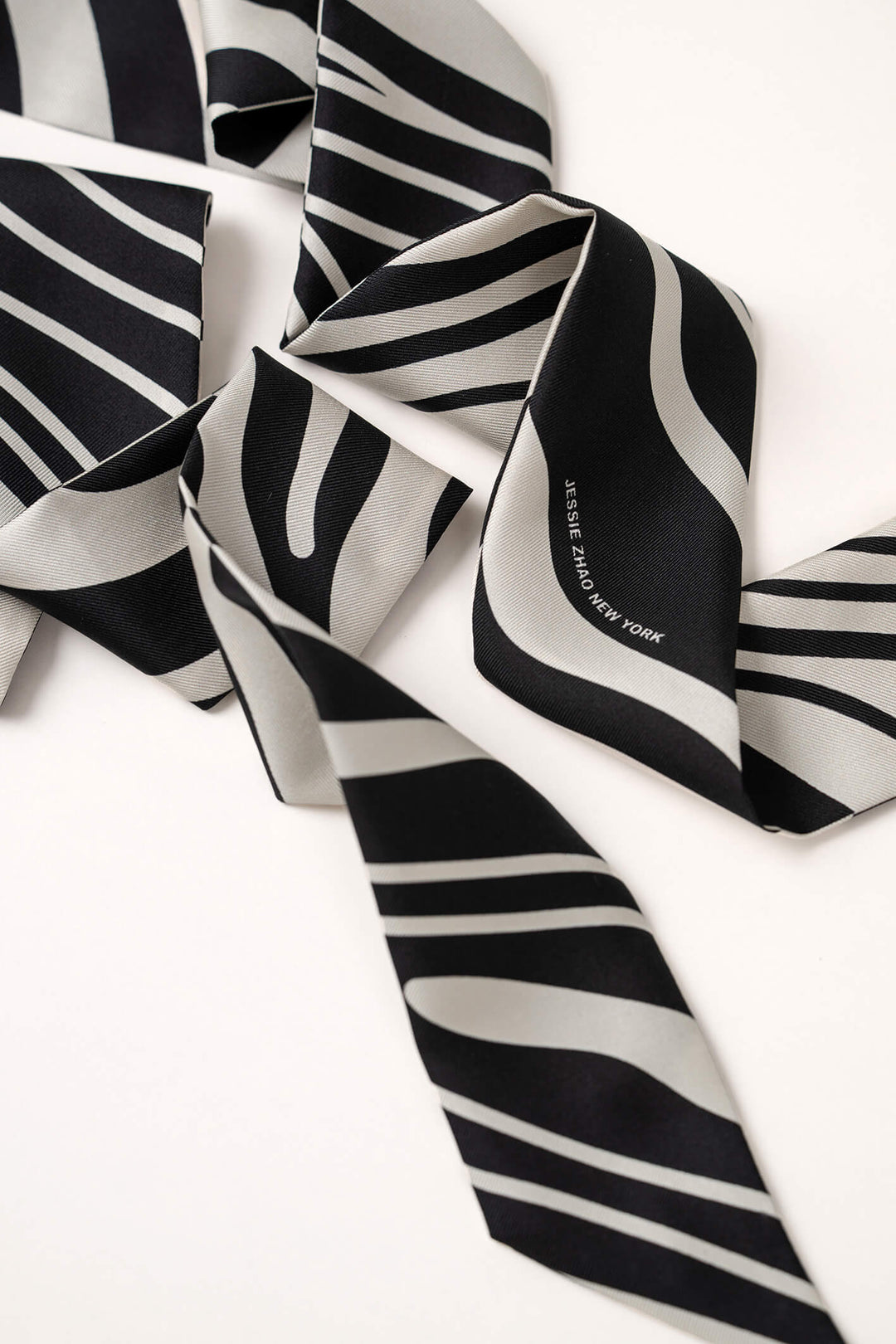 Silk Skinny Scarf Zebra Wave