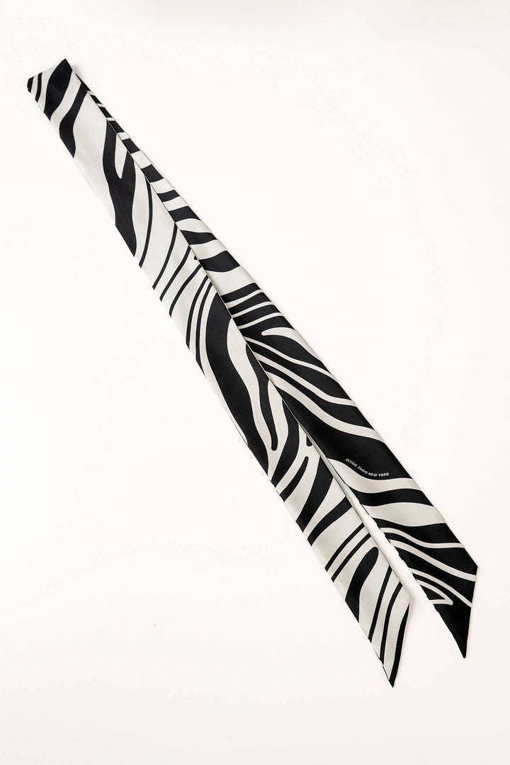 Silk Skinny Scarf Zebra Wave