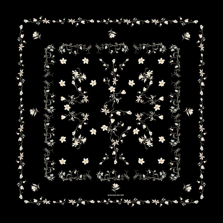 Starlit Bloom Double Sided Silk Scarf