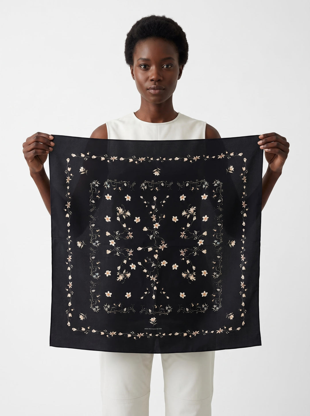 Starlit Bloom Double Sided Silk Scarf