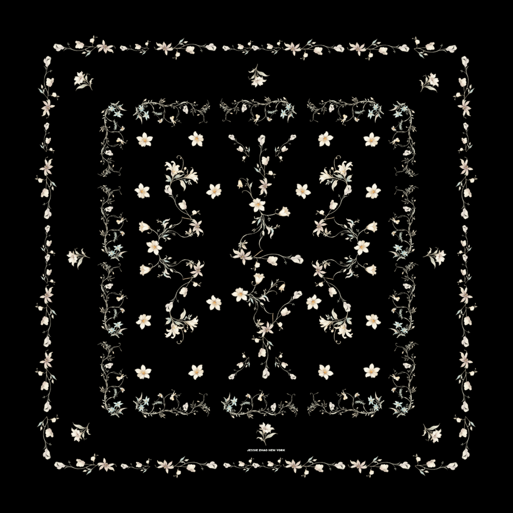 Starlit Bloom Double Sided Silk Scarf