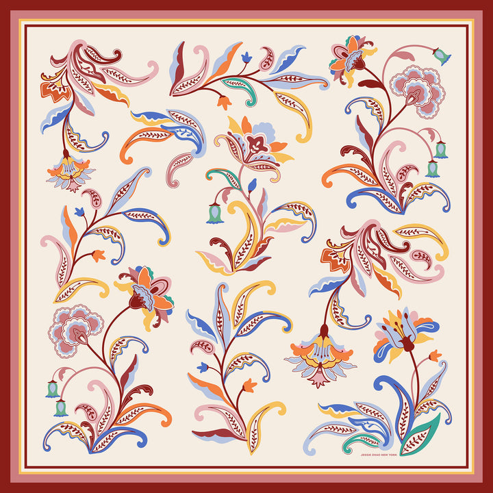 Terra Paisley Double Sided Silk Scarf