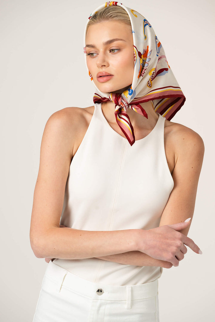 Terra Paisley Double Sided Silk Scarf